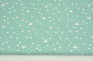 Białe gwiazdki, szałwiowe tło