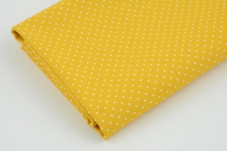Białe kropki, żółte tło, popelina